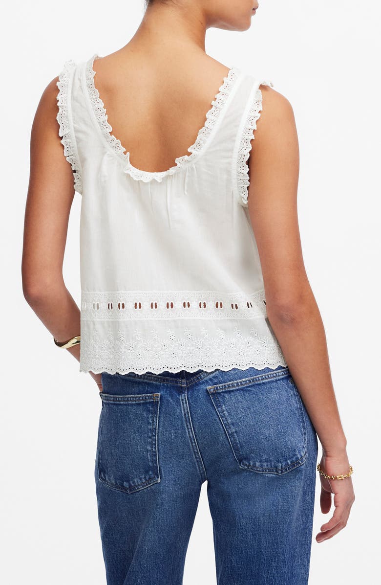 Madewell Embroidered Scalloped Tank Top, Alternate, color, White