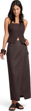Onia Linen Utility Wrap Maxi Skirt