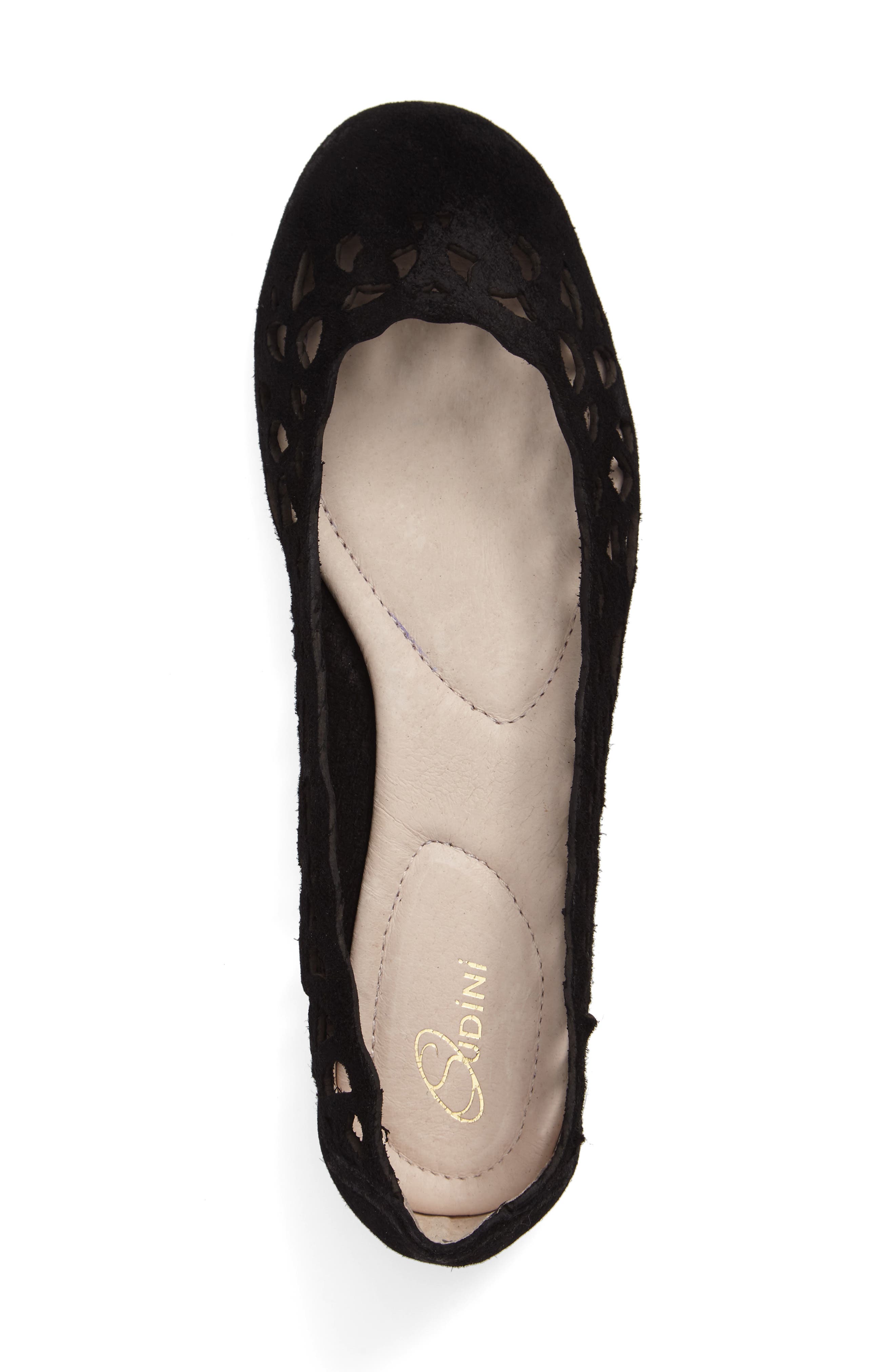 Sonya Perforated Flat, Alternate, color, BLACK LEATHER