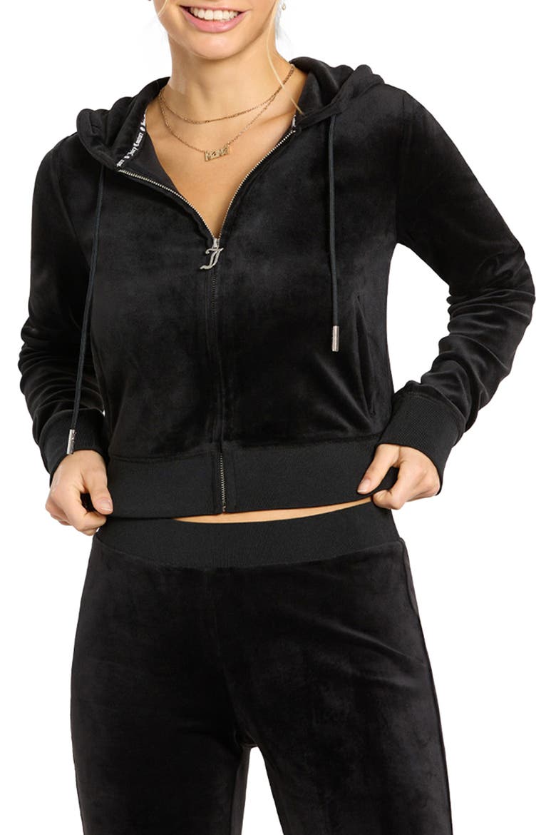 Bling Velour Hoodie, Main, color, LIQUORICE
