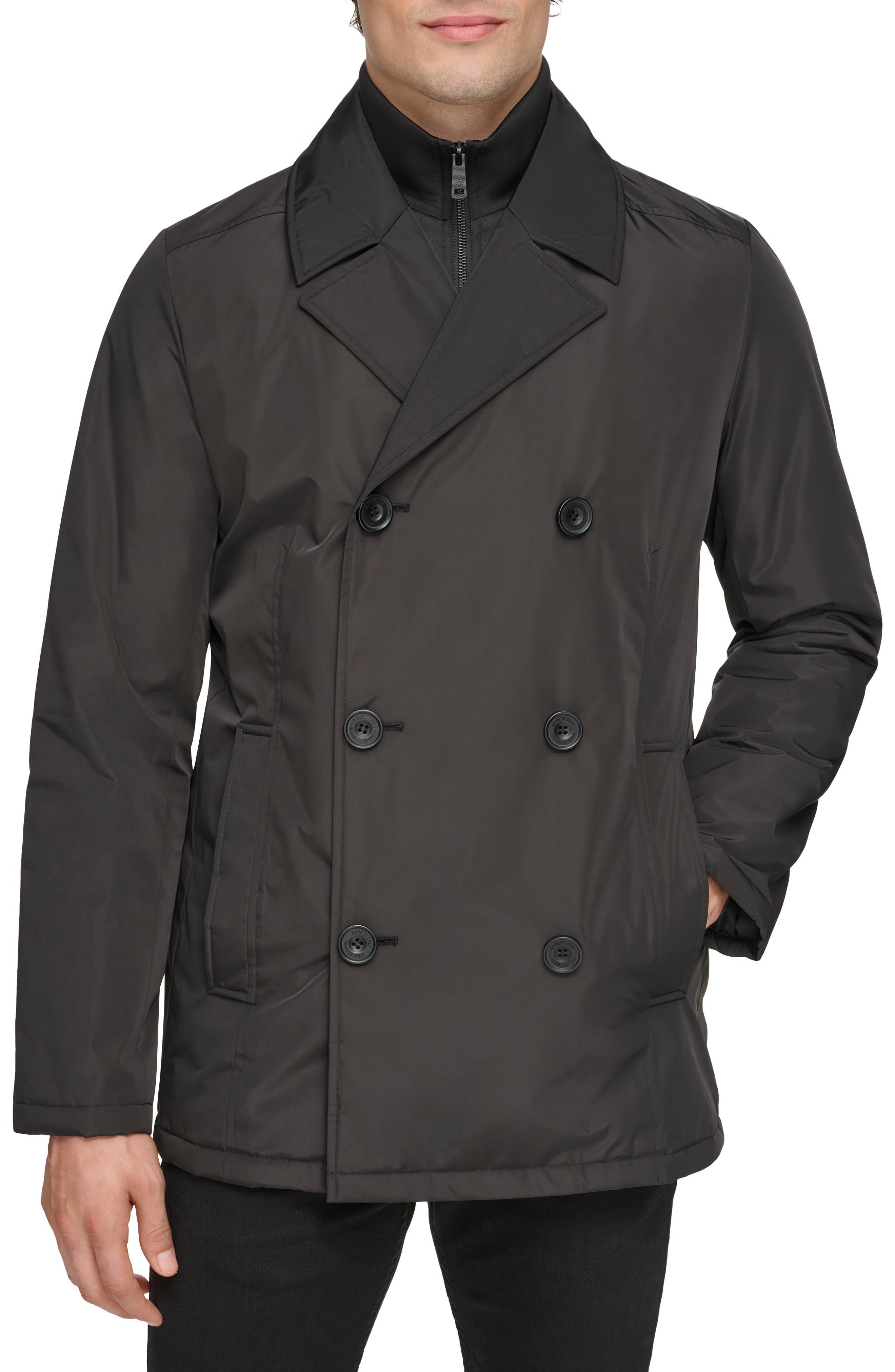 Kenneth Cole Water Resistant Double Breasted Bib Coat