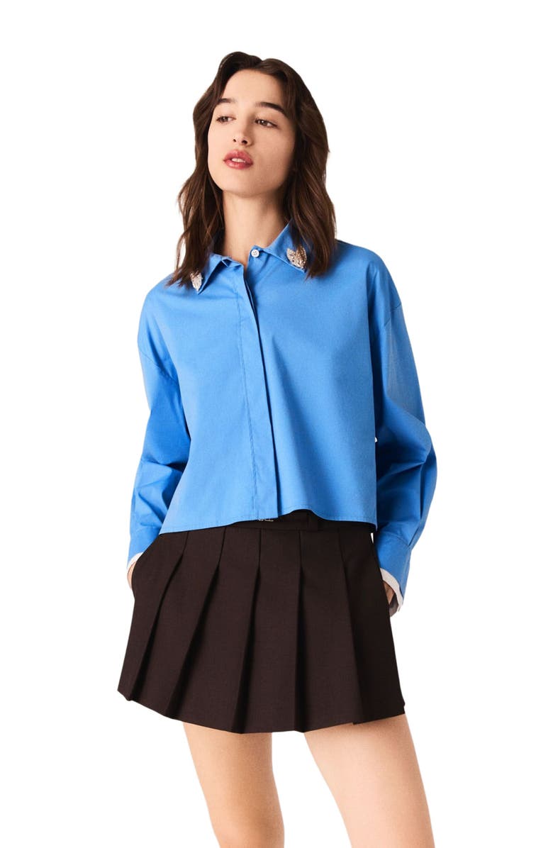 maje Shirt with removable jewellery, Alternate, color, Blue