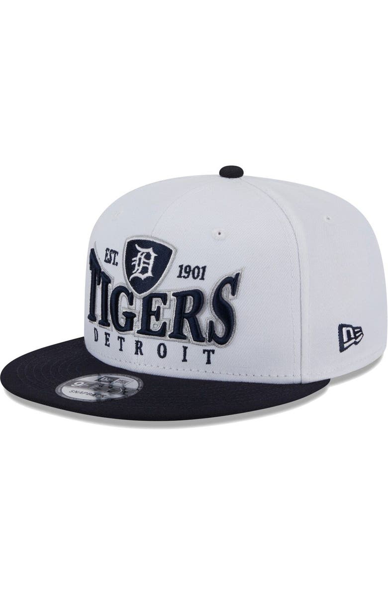 New Era Men's New Era White/Navy Detroit Tigers Crest 9FIFTY Snapback Hat, Main, color,