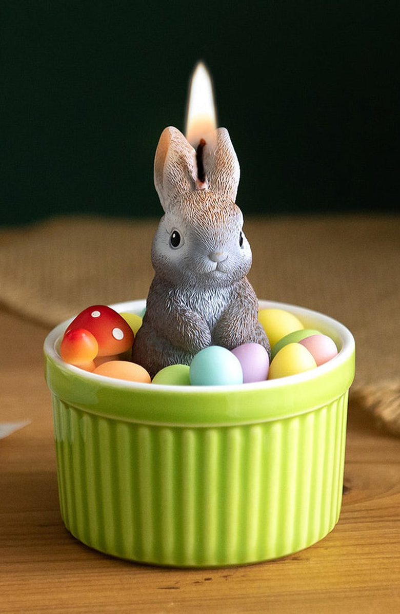 Southlake gifts Easter Bunny Candle, Alternate, color, Gray Rabbit / Pastels