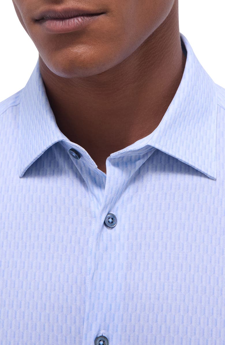 Bugatchi James OoohCotton<sup>®</sup> Honeycomb Print Button-Up Shirt, Alternate, color, Air Blue