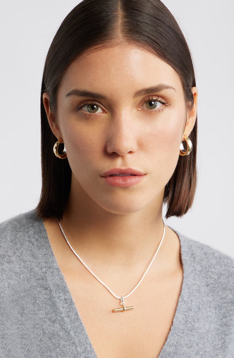 Nordstrom Two-Tone Double Hoop Earrings, Alternate, color, Gold- Silver