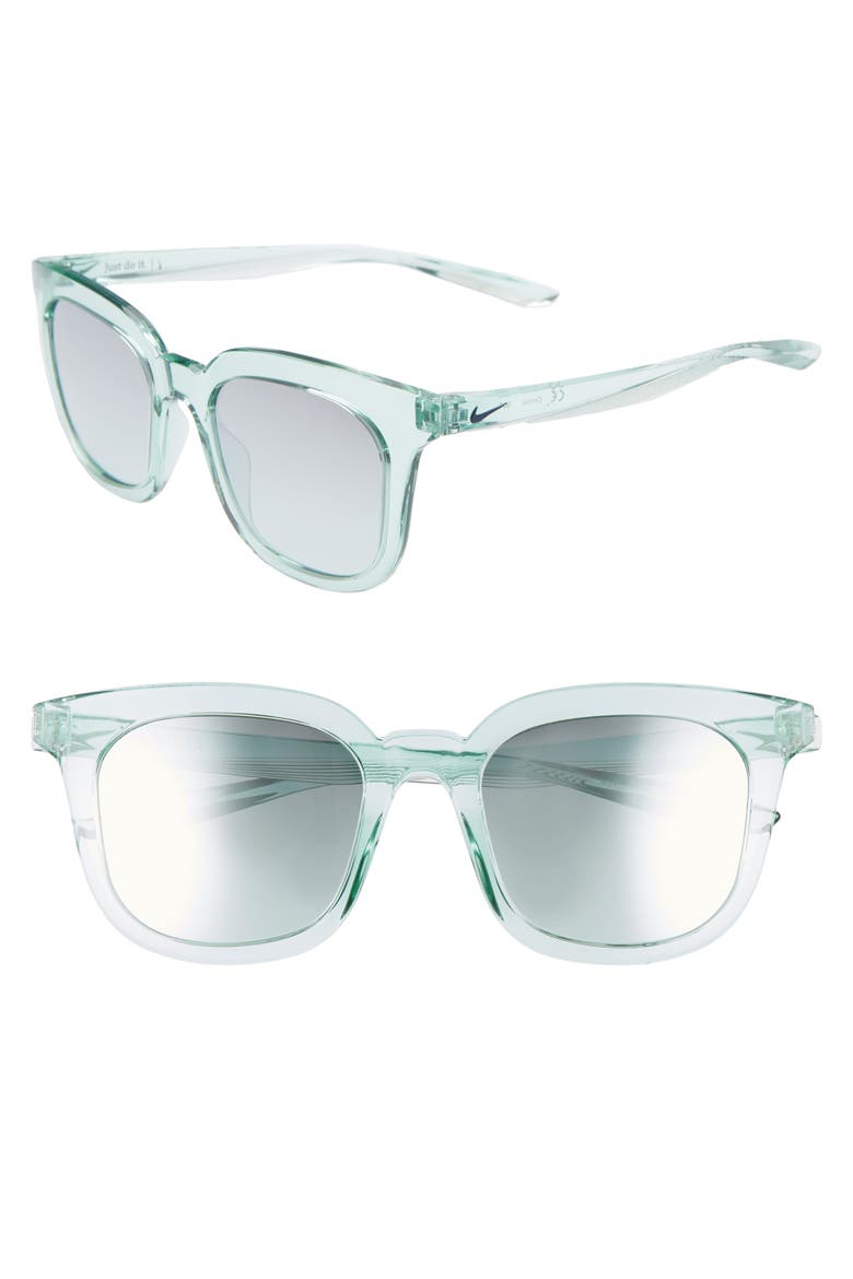 Myriad 52mm Mirrored Square Sunglasses, Main, color, IGLOO/ GRADIENT TEAL