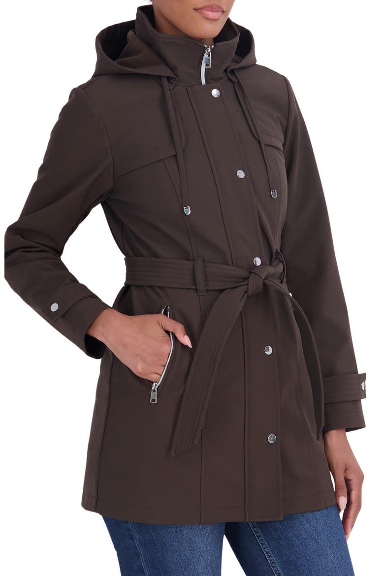 Water Resistant Hooded Softshell Jacket, Alternate, color, BROWN