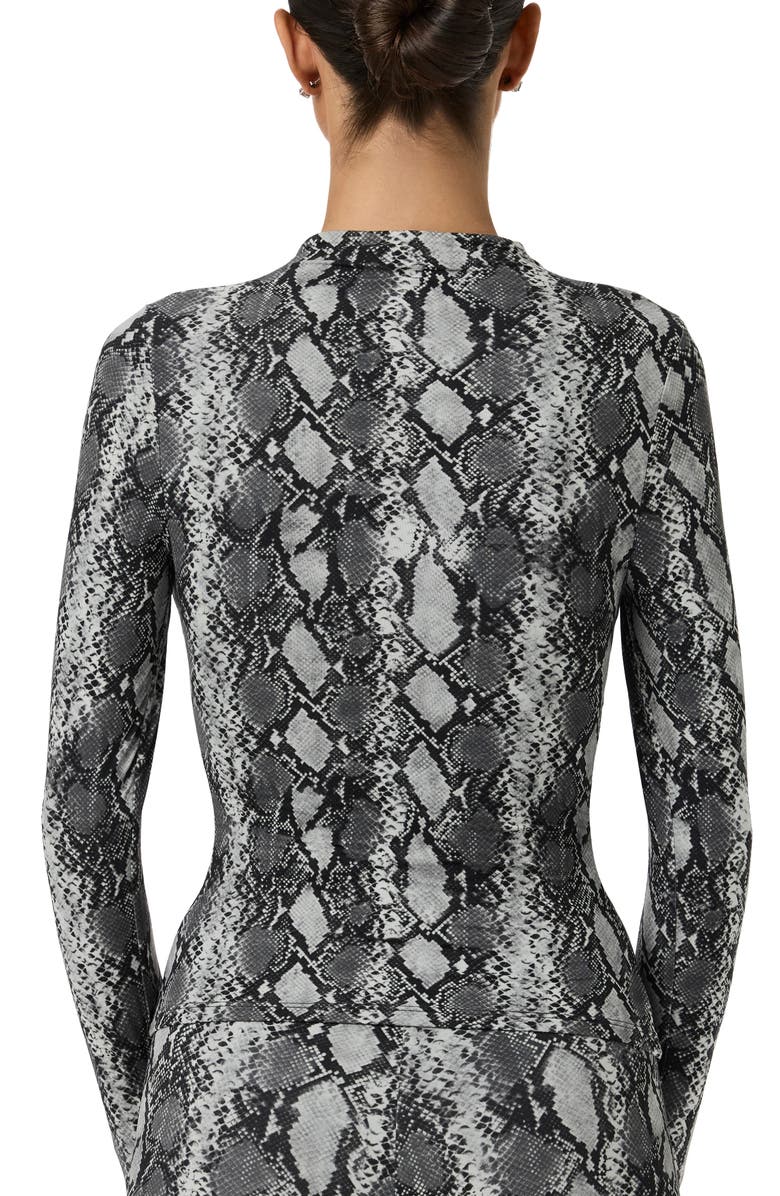 Naked Wardrobe Print Turtleneck Top, Alternate, color, Grey Snakeskin