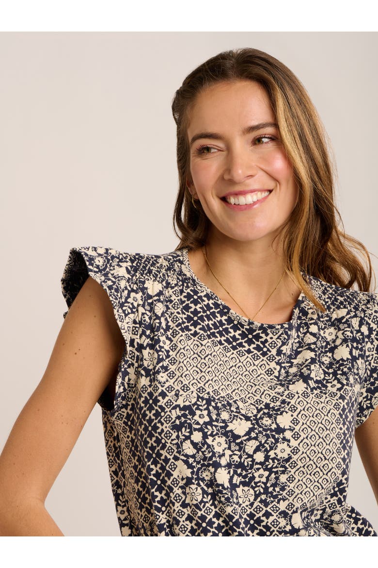 Salinas Frill Sleeve Printed Blouse, Alternate, color, Navy