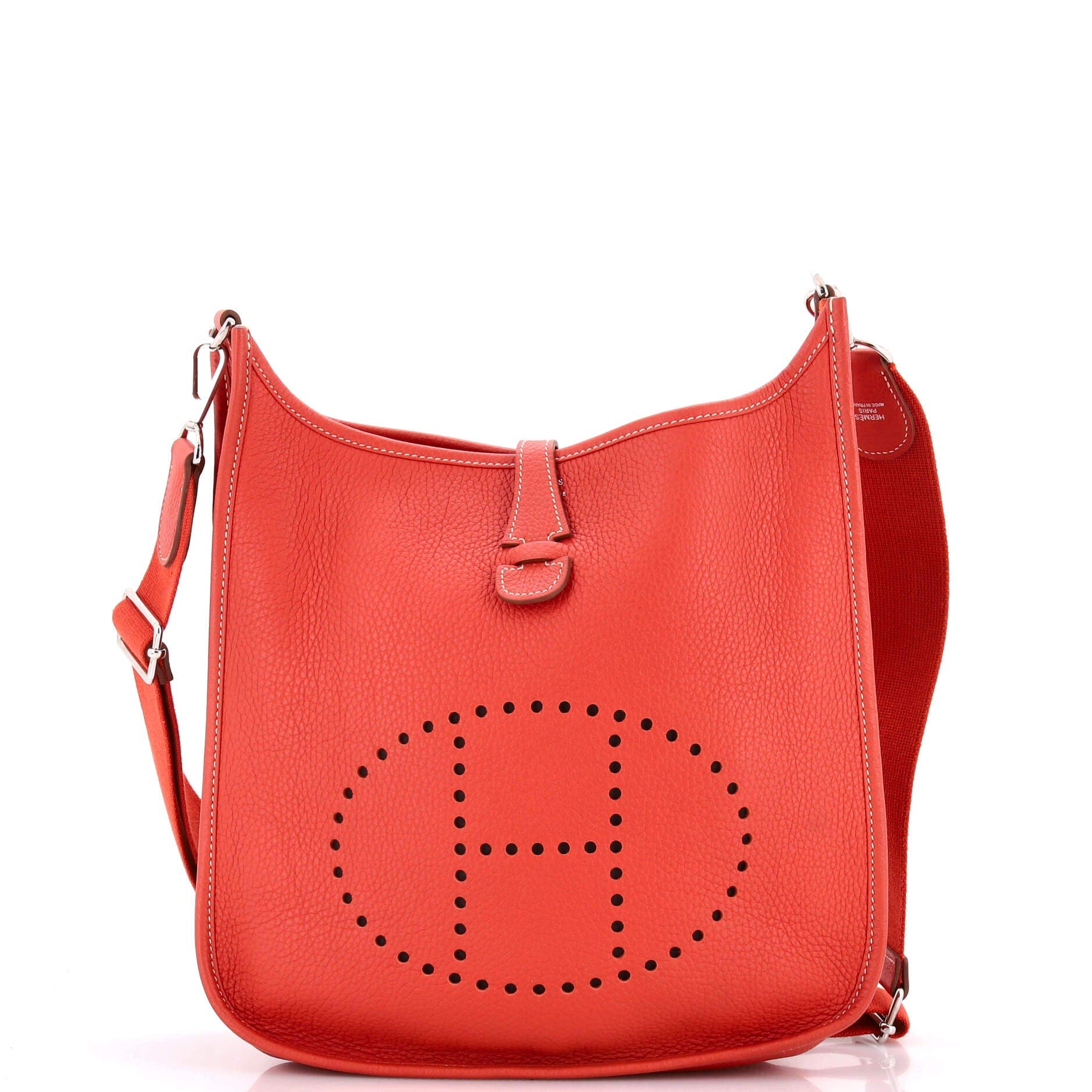 Pre-Owned Hermes Evelyne Bag Gen III Clemence PM, Main, color, Sanguine