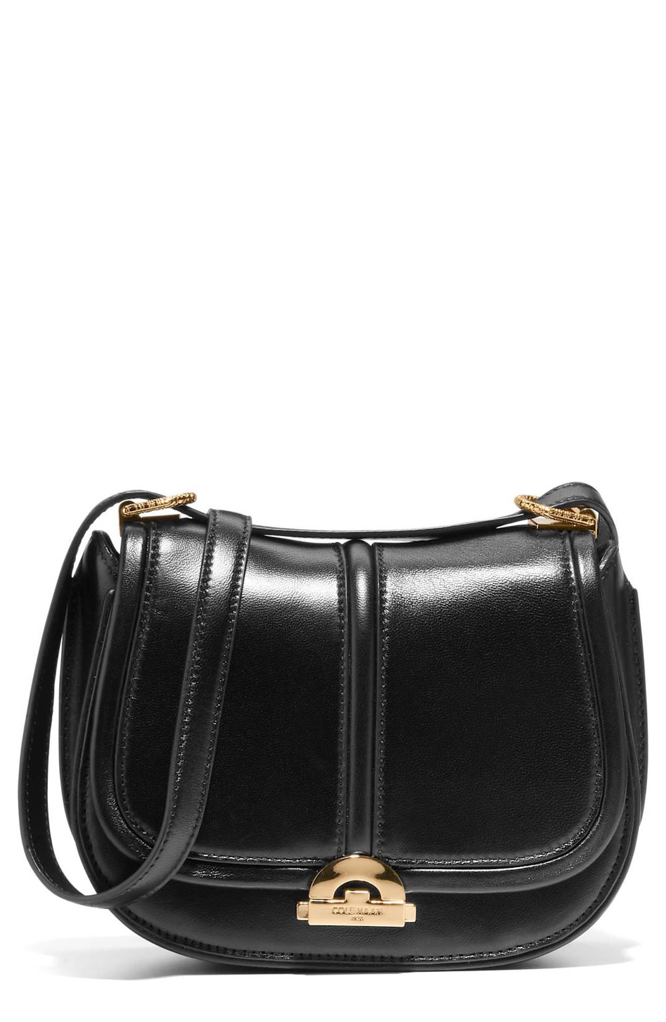 Cole Haan Celenea Leather Shoulder Bag, Main, color, Black