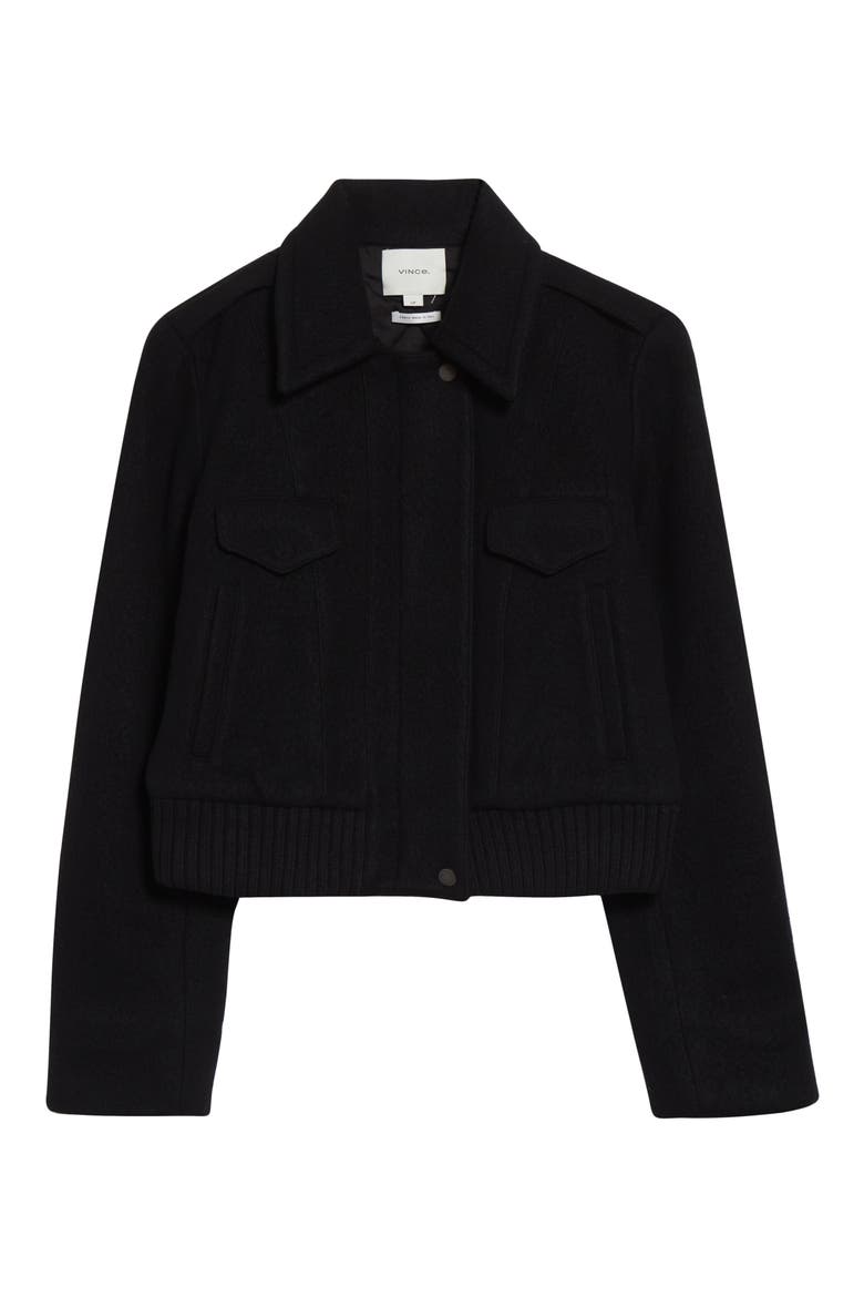 Wool Blend Crop Jacket, Alternate, color, BLACK