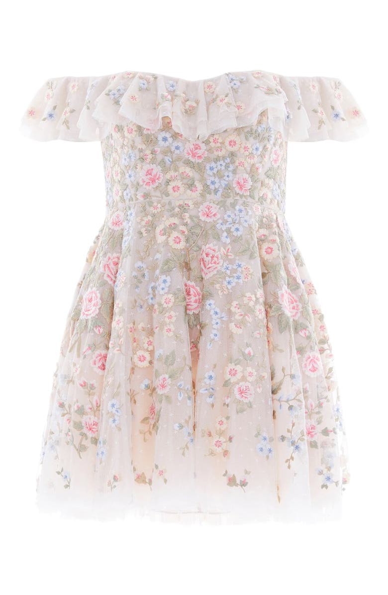 Needle & Thread Antoinettes Floral Mini Dress, Alternate, color, Cream