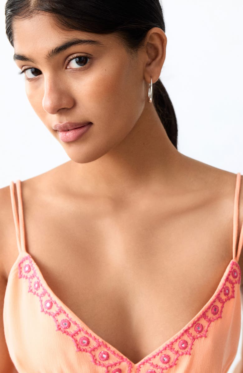 MANGO TEEN Embroidered Detail Camisole, Alternate, color, Peach