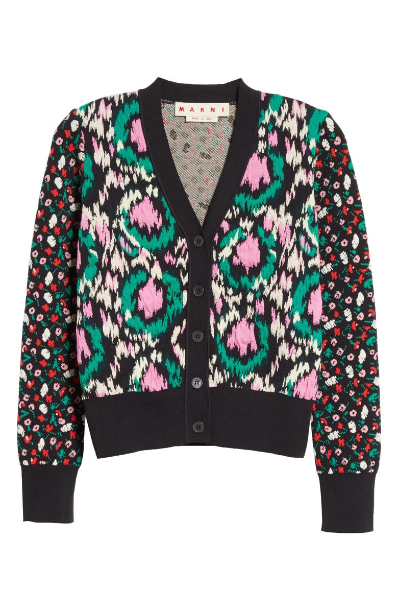 Marni Mixed Floral Jacquard Cardigan, Alternate, color,