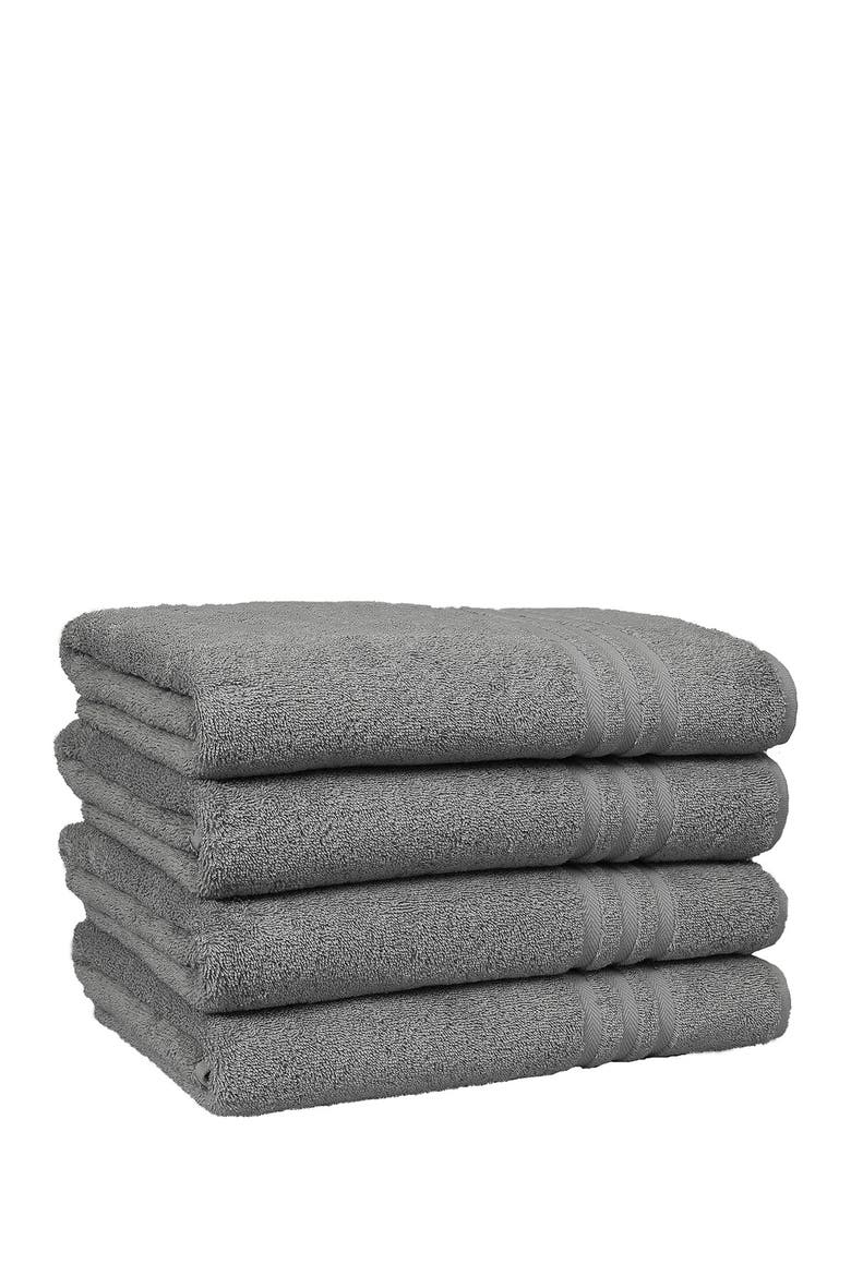 Denzi Bath Towels - Set of 4 - Dark Grey, Alternate, color, DARK GREY