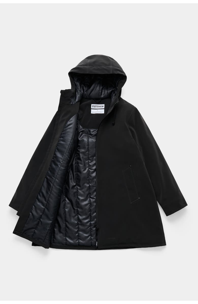 Stutterheim Mosebacke Matte Winter Coat, Alternate, color, Black