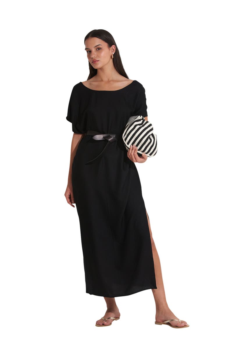 TALYA OPEN BACK SWIM COVER UP KAFTAN, Main, color, Black