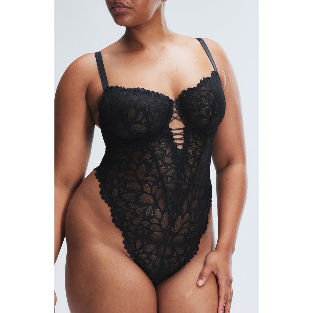 Savage X Fenty Savage Not Sorry Sheer Lace Teddy In Blue