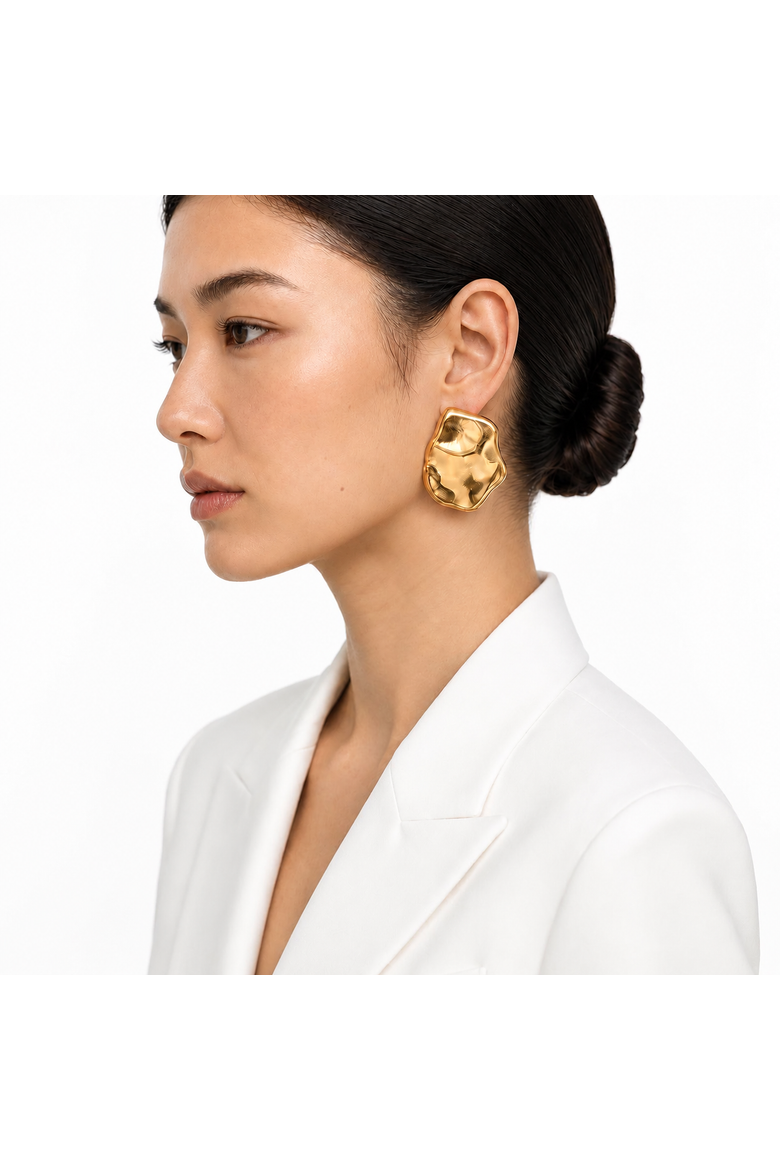 Hallie Wavy Statement Earrings, Alternate, color, Gold