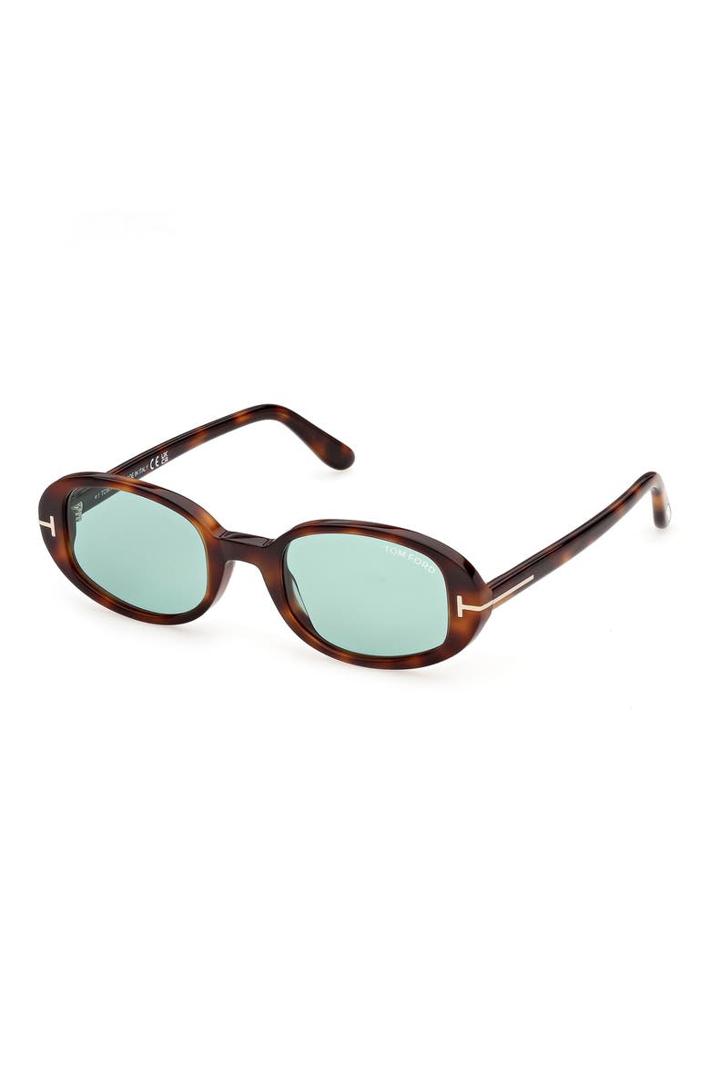 49mm Small Iggy Oval Sunglasses, Alternate, color, SHINY BLONDE HAVANA/ EMERALD