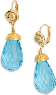 Kenneth Jay Lane Cabochon Faceted Drop Earrings
