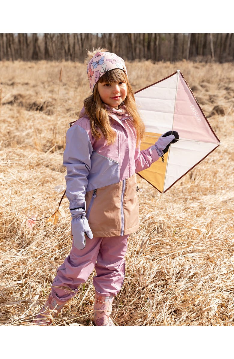 Deux par Deux Girl Mid-Season Fleece Jacket in Recycled Polyester, Alternate, color, Mauve, Lilac & Beige