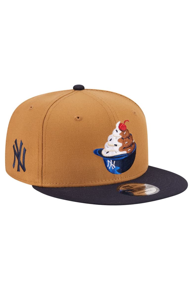 Men's New Era Khaki/Navy New York Yankees Ice Cream 9FIFTY Snapback Hat, Main, color, Khaki