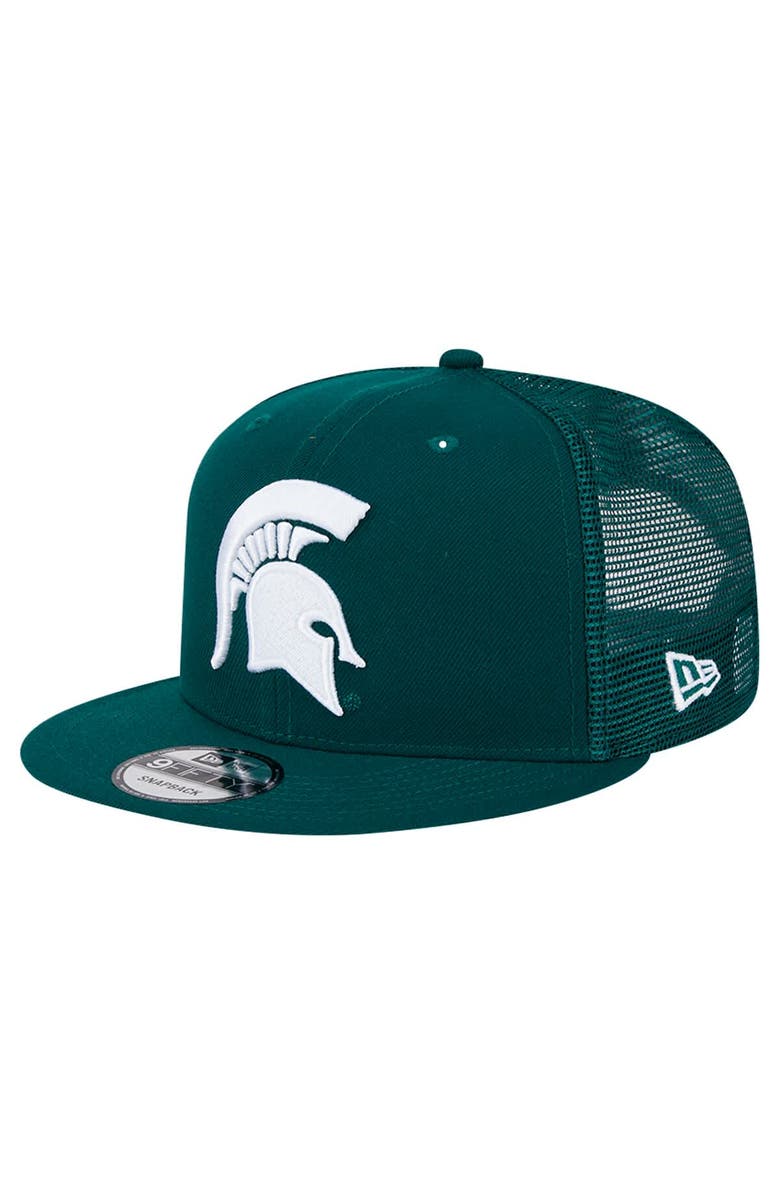 New Era Men's New Era Green Michigan State Spartans Trucker 9FIFTY Snapback Hat, Main, color, 
