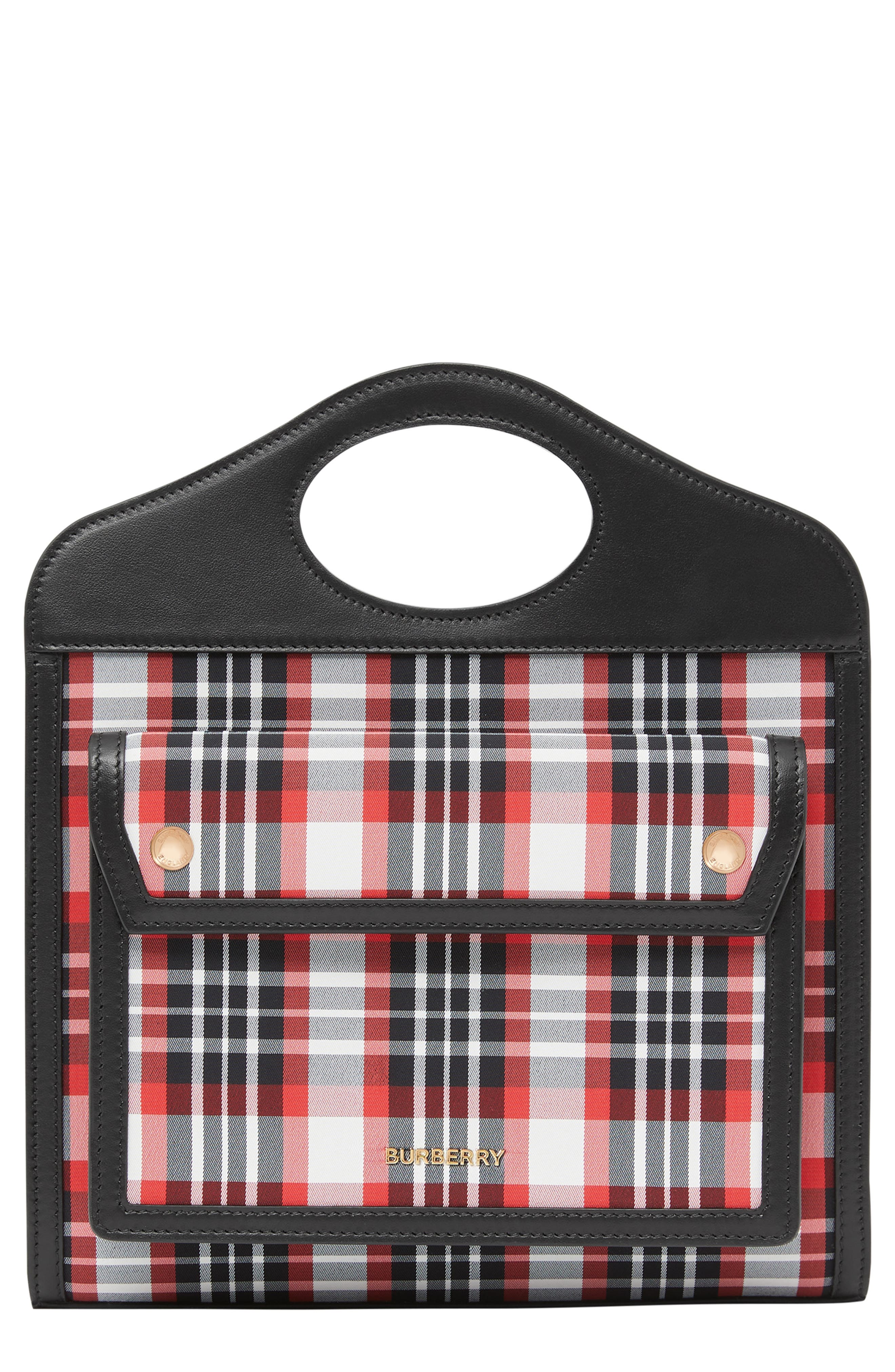 Mini Olympia Tartan Pocket Crossbody Bag, Main, color, RED/ WHITE