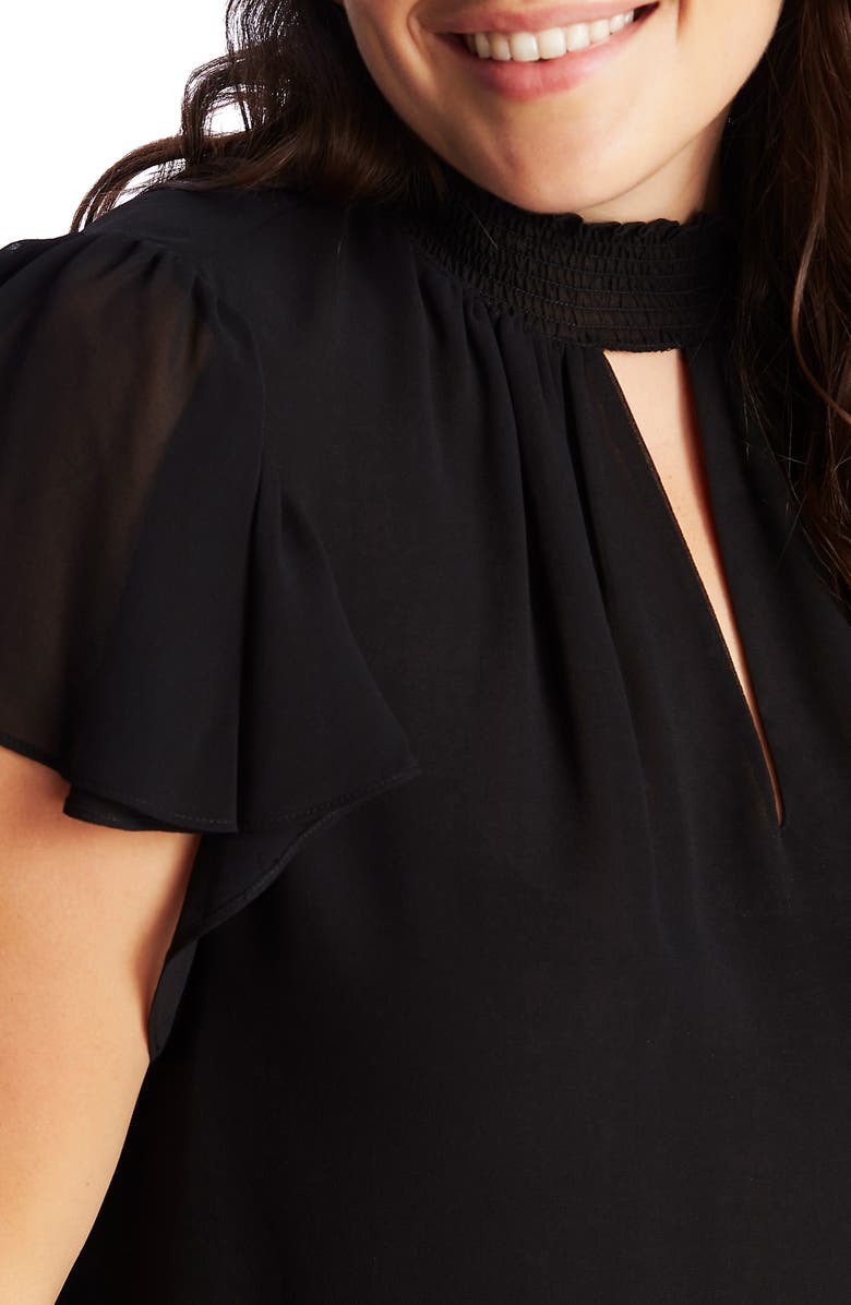 1.STATE Keyhole Flutter Sleeve Blouse, Alternate, color, 