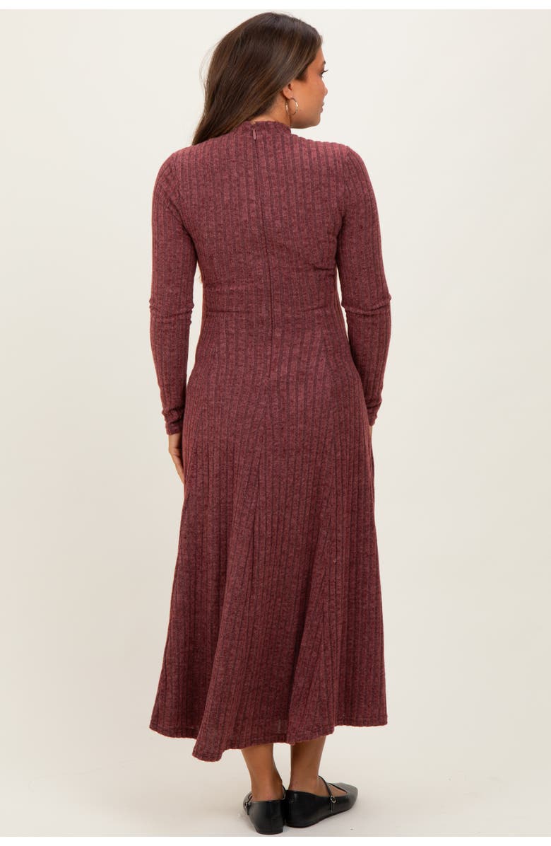 PinkBlush Ribbed Mock Neck Midi Dress, Alternate, color, Burgundy