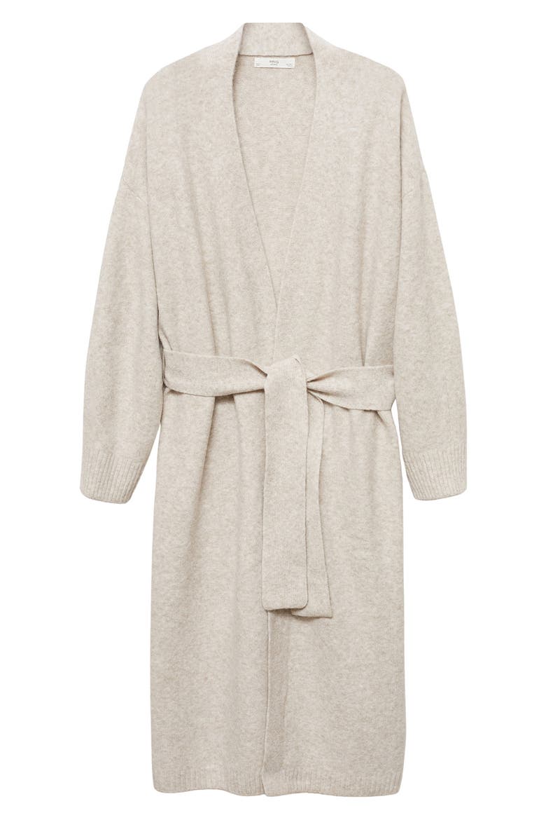 Longline Tie Belt Cardigan, Main, color, LIGHT BEIGE