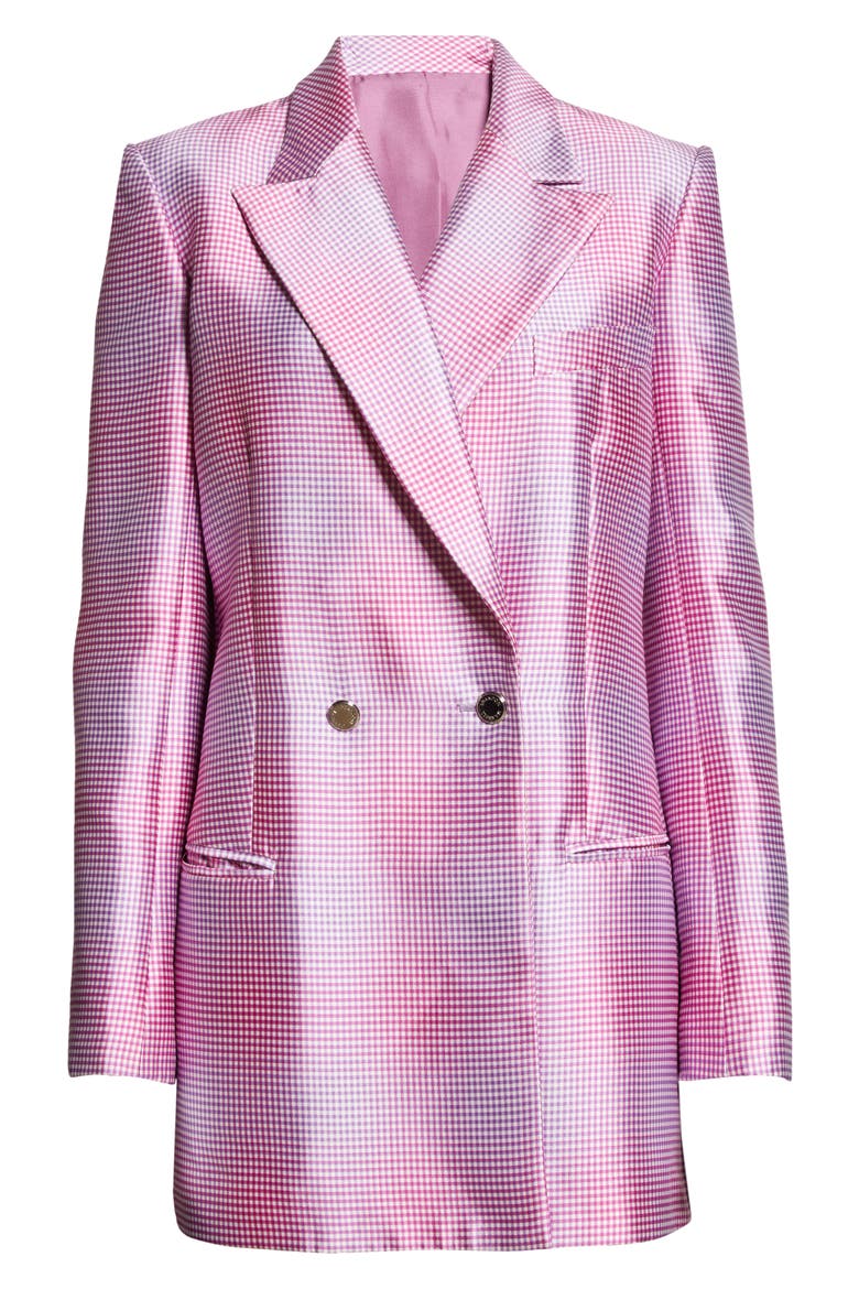 The Jessy Oversize Silk & Wool Mikado Blazer, Alternate, color, PURPLE GINGHAM