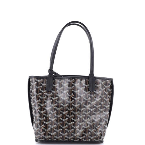 Pre-owned Goyard Goyard Anjou Reversible Tote Printed Coated Canvas Mini In Black