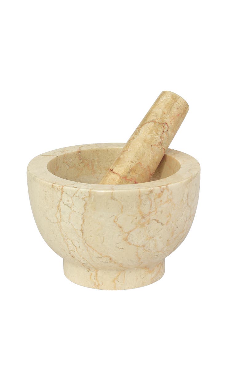 CILIO Champagne Marble Mortar & Pestle, 4-Inch Height, Alternate, color, White