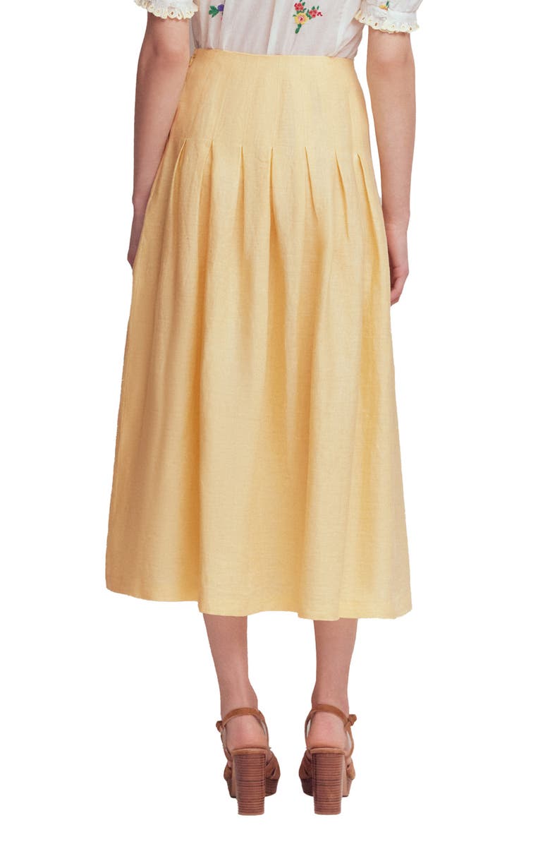 Boden Valentina Linen Midi Skirt, Alternate, color, Sunlight Yellow