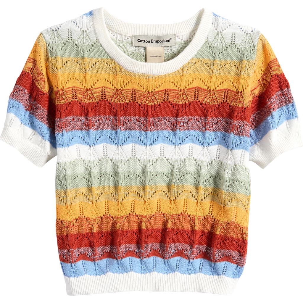 COTTON EMPORIUM COTTON EMPORIUM KIDS' STRIPE COTTON POINTELLE TOP
