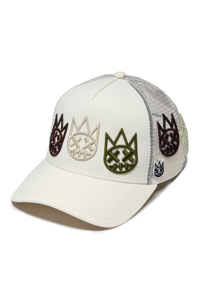 Embroidered Mesh Back Trucker Hat, Alternate, color, WINTER WHITE