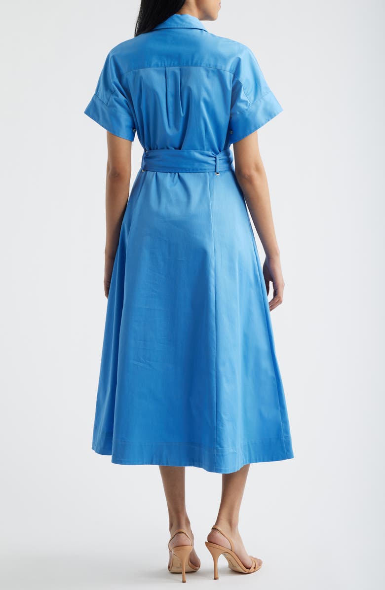 Anne Klein Grommet Belt Loop Midi Shirtdress, Alternate, color, Seaport