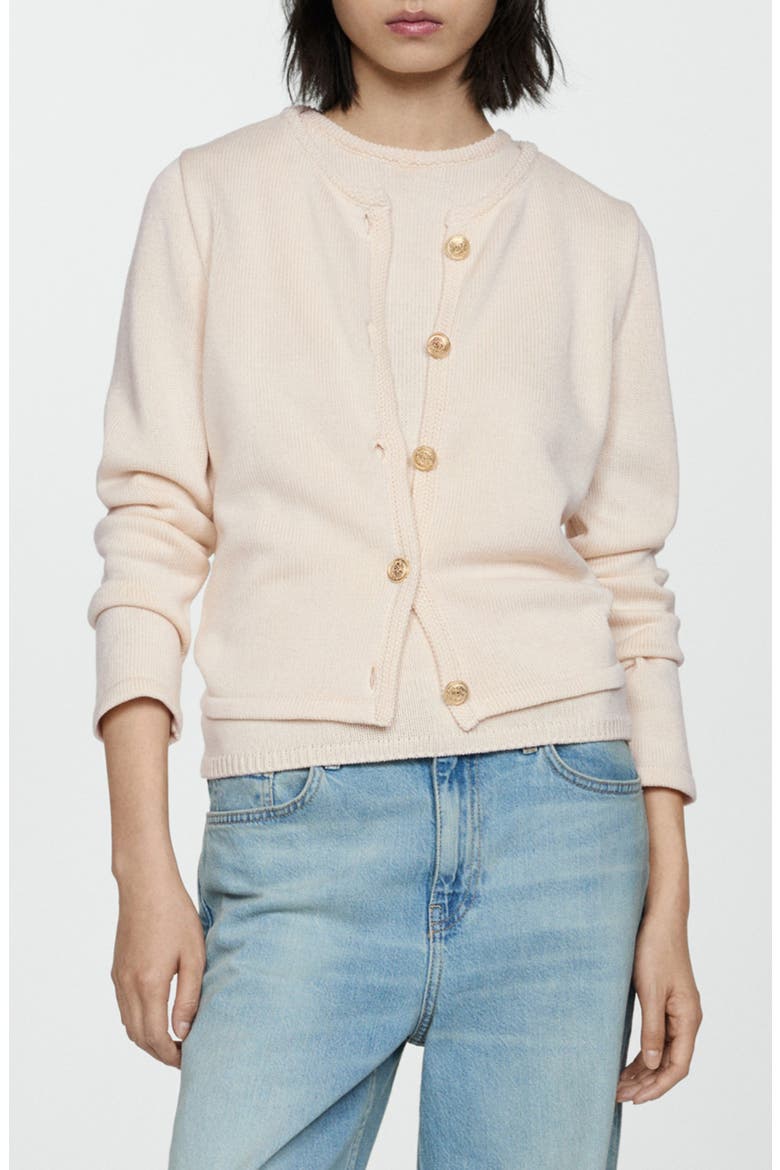Crest Button Cardigan, Main, color, ECRU