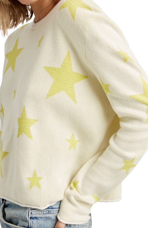 Splendid Stevie Star Sweater In Moonstone/chartreuse