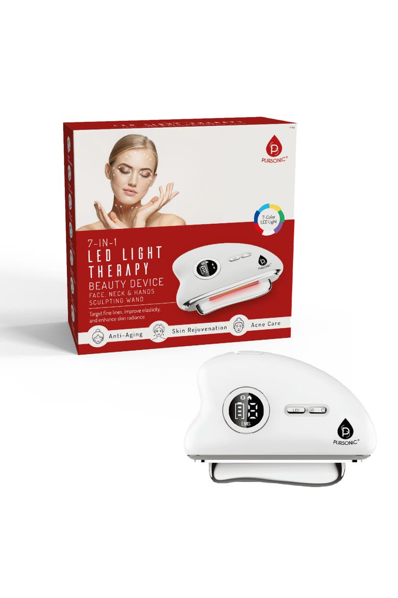 7-in-1 LED Light Therapy Beauty Wand, Main, color, White
