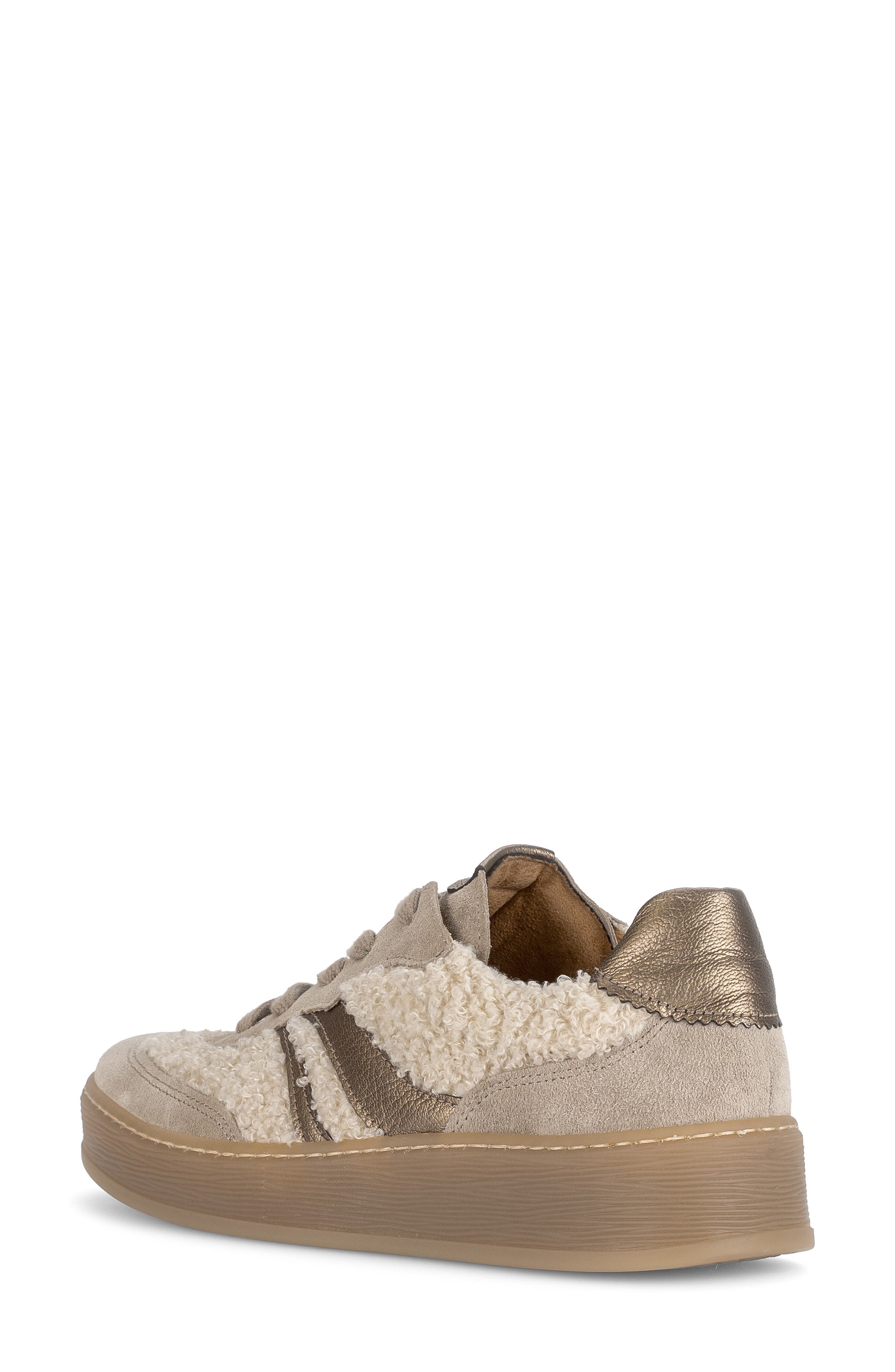 Gabor Genuine Shearling Mixed Media Sneaker, Alternate, color, Panna