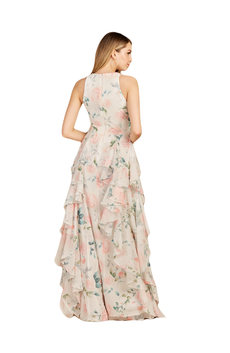 LARA New York High Neck, Ruffled Skirt Printed Dress, Alternate, color, Whiterose