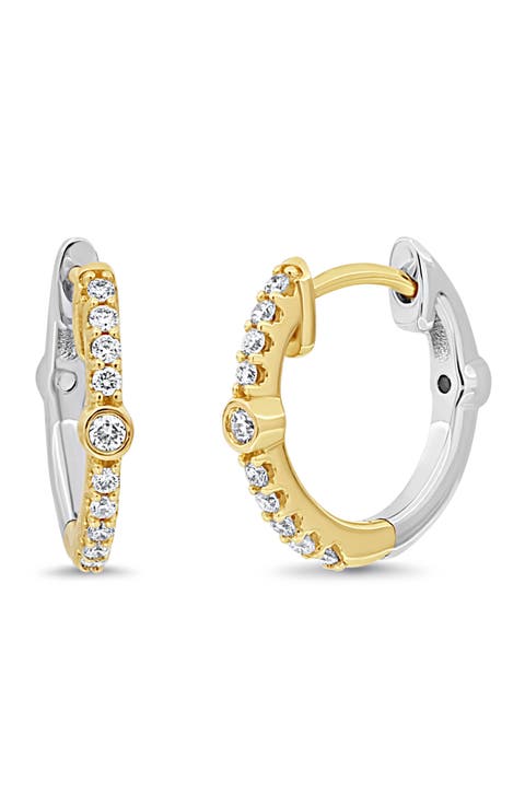 Maya Two-Tone 18K Gold Diamond Hoop Earrings