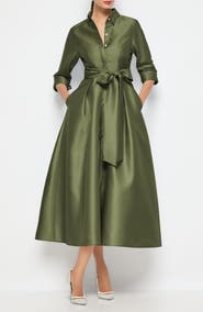 After Six Amorette Satin Twill Midi Shirtdress