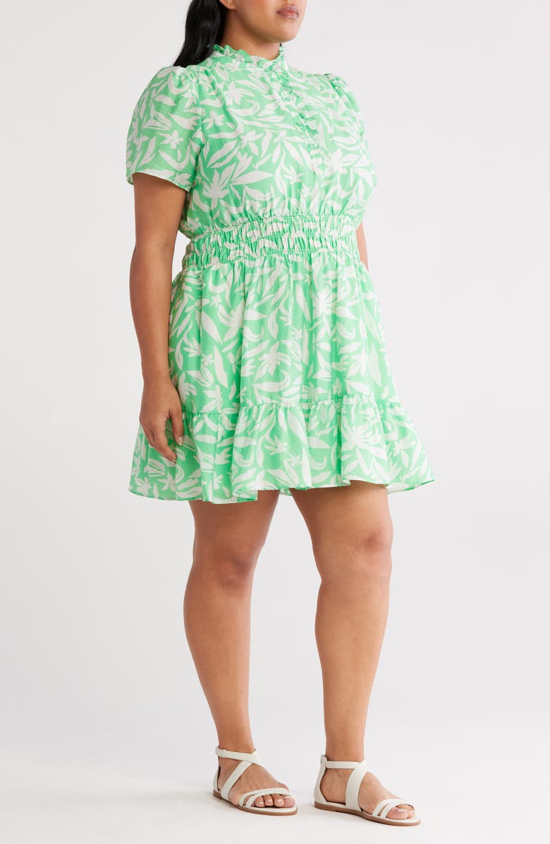 Caslon<sup>®</sup> Ruffle Detail Dress, Alternate, color, Green- Blue Hattie Floral