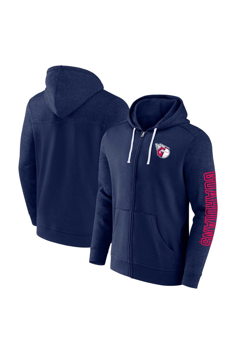Men's Fanatics Branded Navy Cleveland Guardians Offensive Line Up Lightweight Full-Zip Hoodie, Main, color, Navy